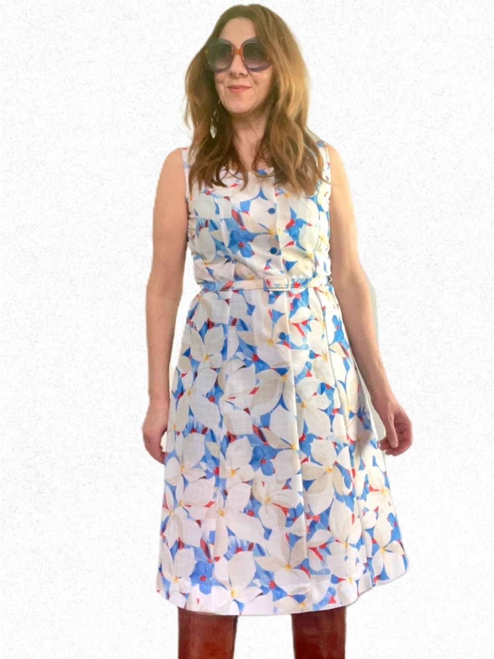 Vintage 1950s Floral Sundress with Matching Belt